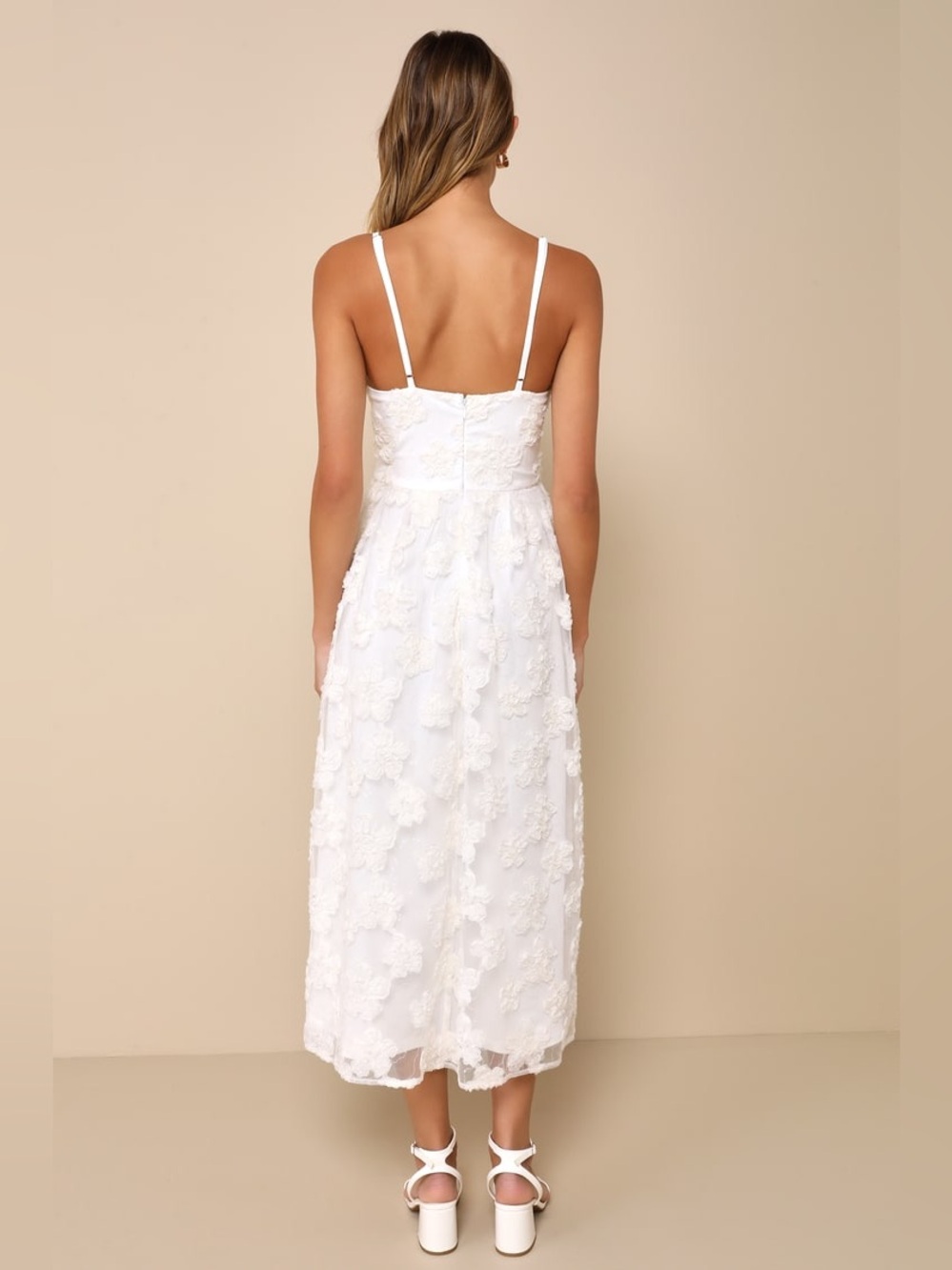 NWT Lulus Delightful Charisma White Embroidered Sequin Mesh Midi Dress Size XL - Picture 4 of 9